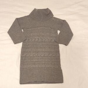 Banana Republic Gray Cable Knit Turtleneck Wool Sweater Dress